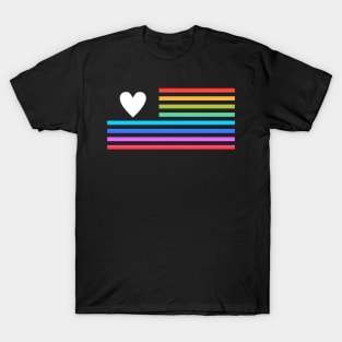 USA LGBT Pride-  American Flag Style Love Design T-Shirt